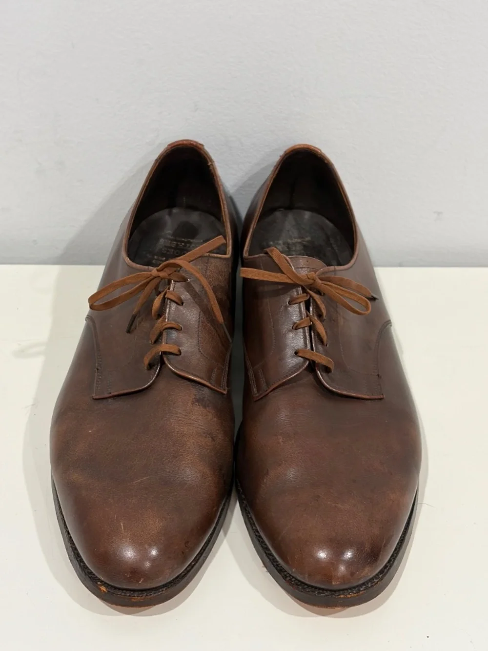 Brooks Brothers Brown Leather Plain Toe Derby Dress Shoes Mens Size 12